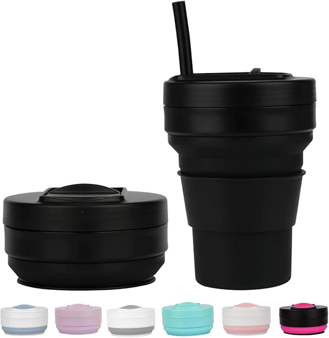 Collapsible Silicone Travel Cup HotCold Drinks Camping Hiking