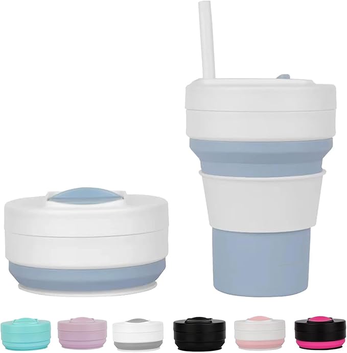 Collapsible Silicone Travel Cup HotCold Drinks Camping Hiking