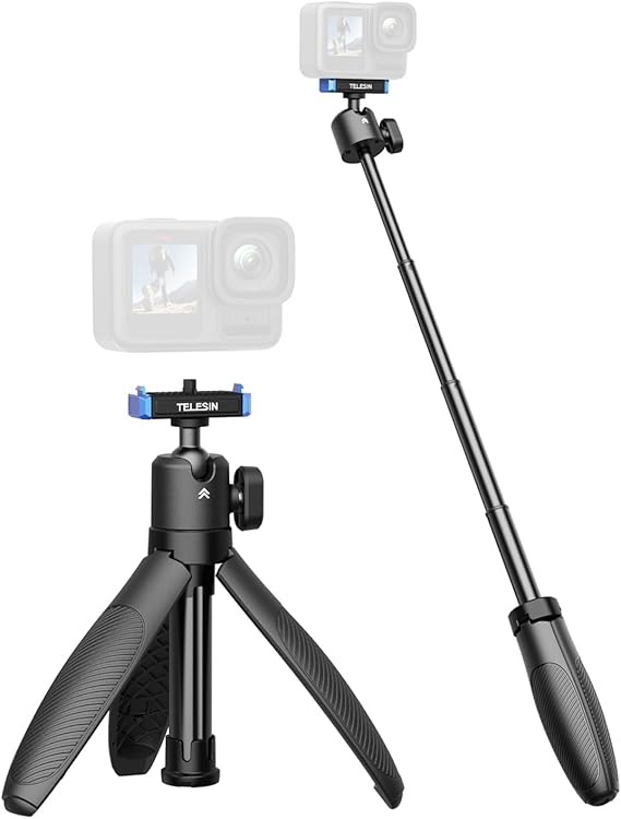 TELESIN Magnetic Mini Selfie Stick Tripod for Action Cameras