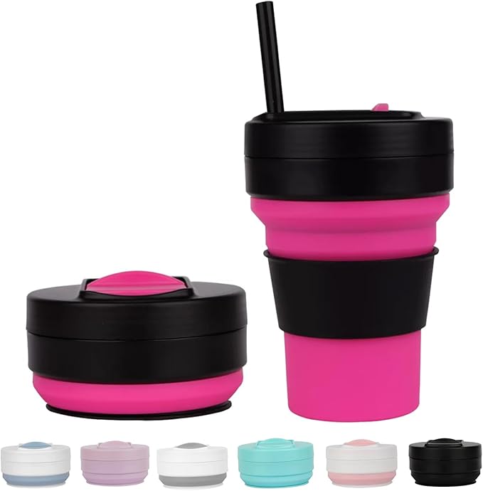 Collapsible Silicone Travel Cup HotCold Drinks Camping Hiking