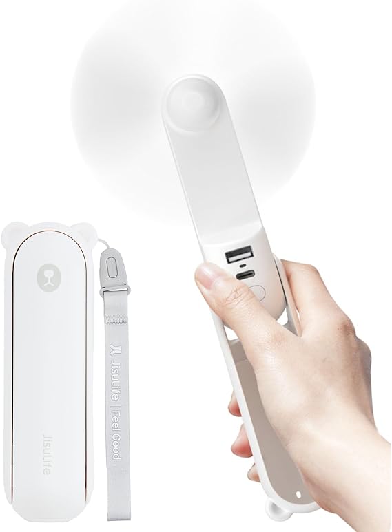 JISULIFE 4500mAh Portable Fan Max 37hr Powerbank 3 Speeds