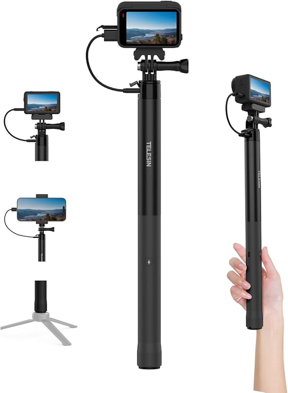 TELESIN Magnetic Mini Selfie Stick Tripod for Action Cameras
