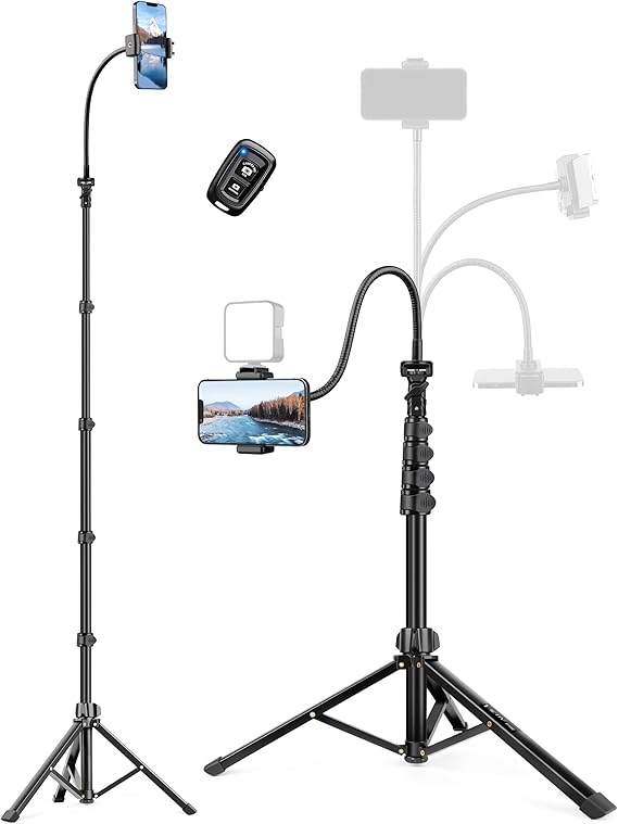 86 Tall iPhone Tripod with Flexible Gooseneck  Remote