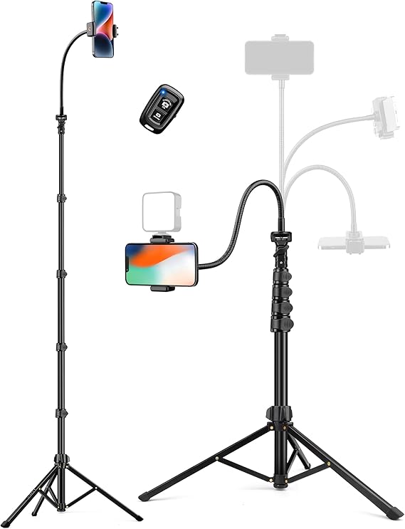 86 Tall iPhone Tripod with Flexible Gooseneck  Remote