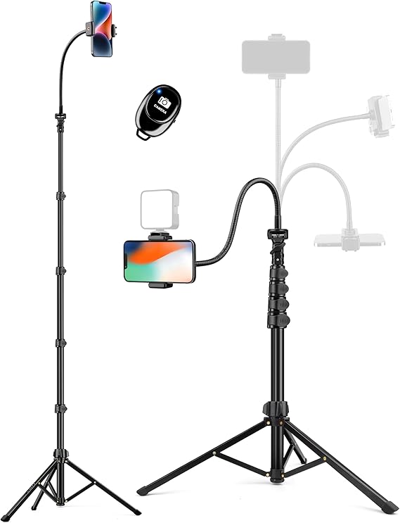 86 Tall iPhone Tripod with Flexible Gooseneck  Remote