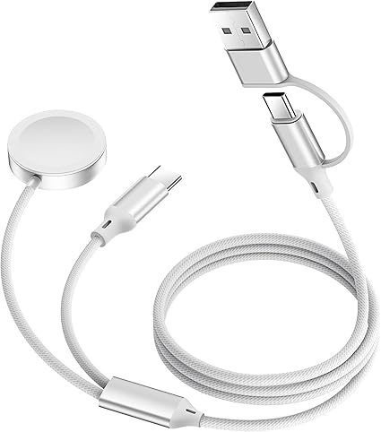 𝟐𝟎𝟐𝟓 𝐔𝐩𝐠𝐫𝐚𝐝𝐞𝐝 for Apple Watch Charger, [USB A/C Dual Port][Portable Travel Essentials]Compatible With iPhone 17/16/15, Magnetic Wireless Charging for iWatch Series Ultra 2/SE 2/10~1, [5FT]