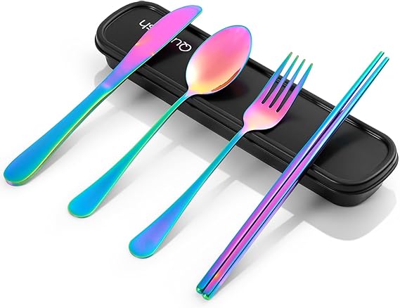 Portable Stainless Steel Travel Utensil Set with Case