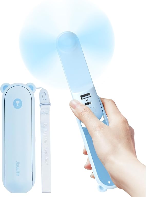 JISULIFE 4500mAh Portable Fan Max 37hr Powerbank 3 Speeds