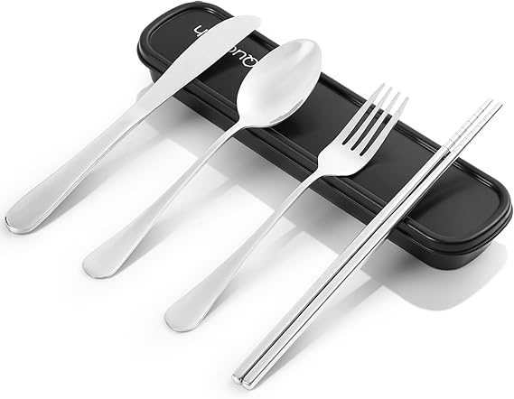 Portable Stainless Steel Travel Utensil Set with Case