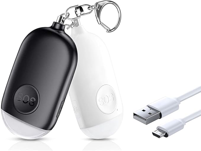 Rechargeable Personal Safety Alarm Set with Strobe Flashlight