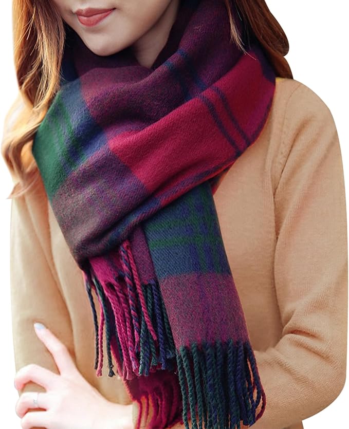 Cozy Plaid Blanket Scarf Oversized Winter Warm Wrap Gift
