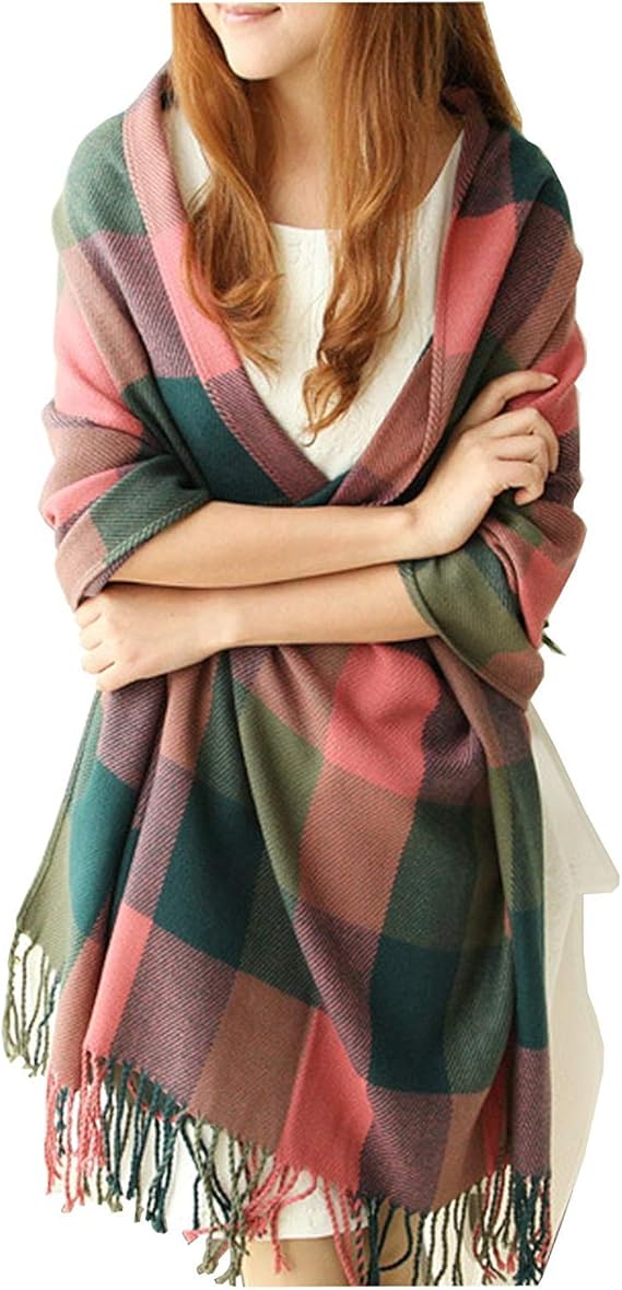 Cozy Plaid Blanket Scarf Oversized Winter Warm Wrap Gift