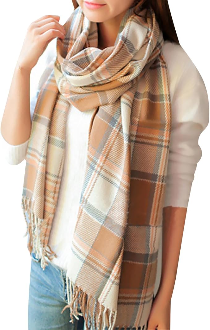 Cozy Plaid Blanket Scarf Oversized Winter Warm Wrap Gift