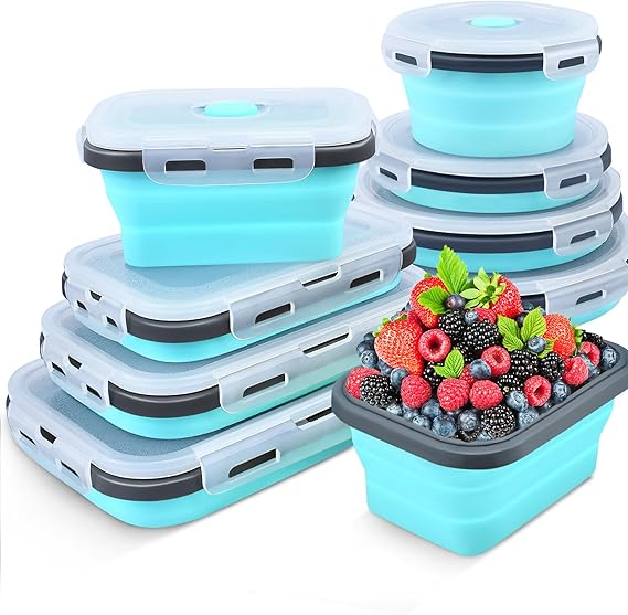 Collapsible Food Containers Set 4pk Vented Foldable Lunch Bowls