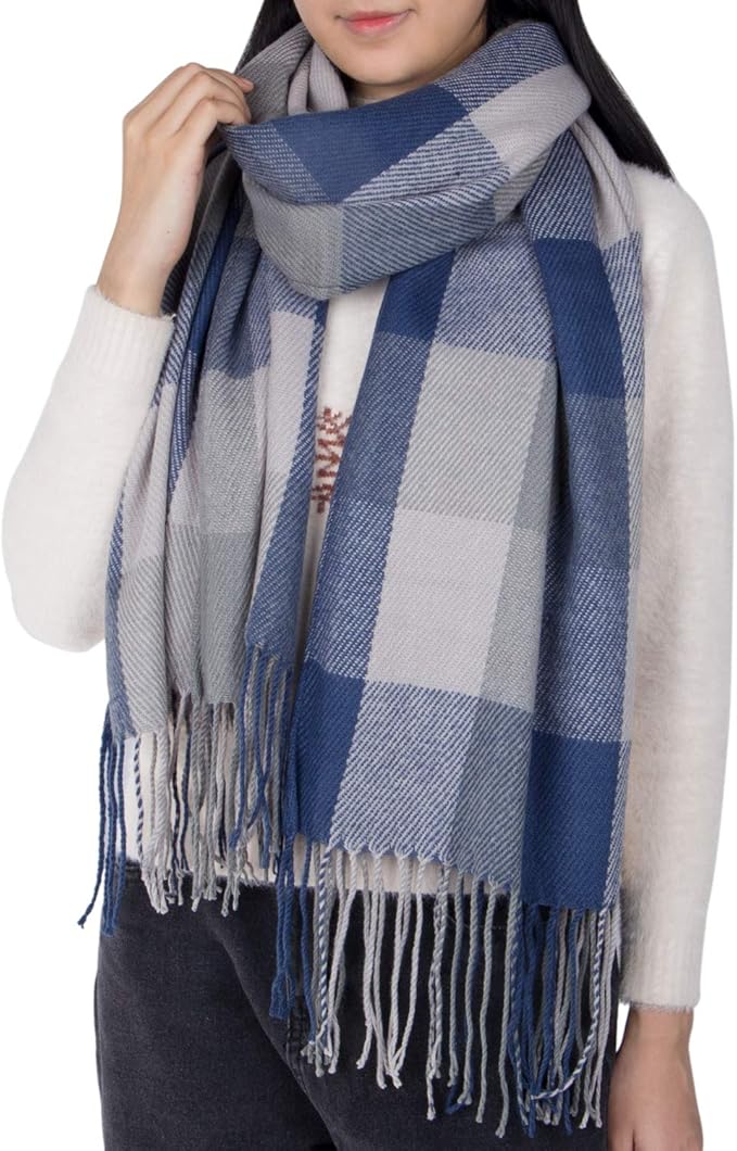 Cozy Plaid Blanket Scarf Oversized Winter Warm Wrap Gift