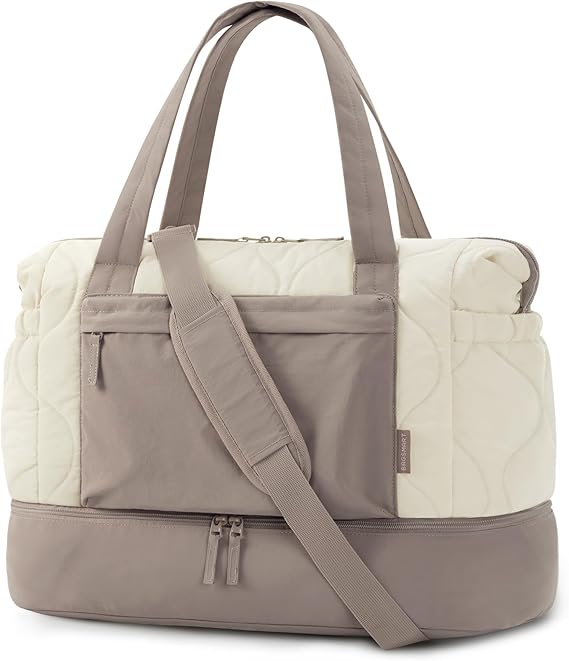 BAGSMART Puffer Duffle Bag for Travel, 33L Weekender Bags for Women, Carry on Bag with Shoe Compartment, Lightweight Travel bag, TSA-Free Overnight Hospital Bag