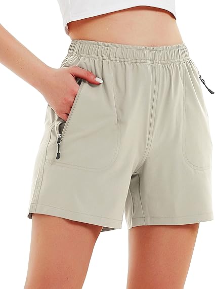 Womens 5 QuickDry Hiking Cargo Shorts with Zipper Pockets
