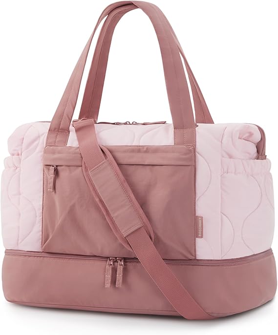 BAGSMART Puffer Duffle Bag for Travel, 33L Weekender Bags for Women, Carry on Bag with Shoe Compartment, Lightweight Travel bag, TSA-Free Overnight Hospital Bag