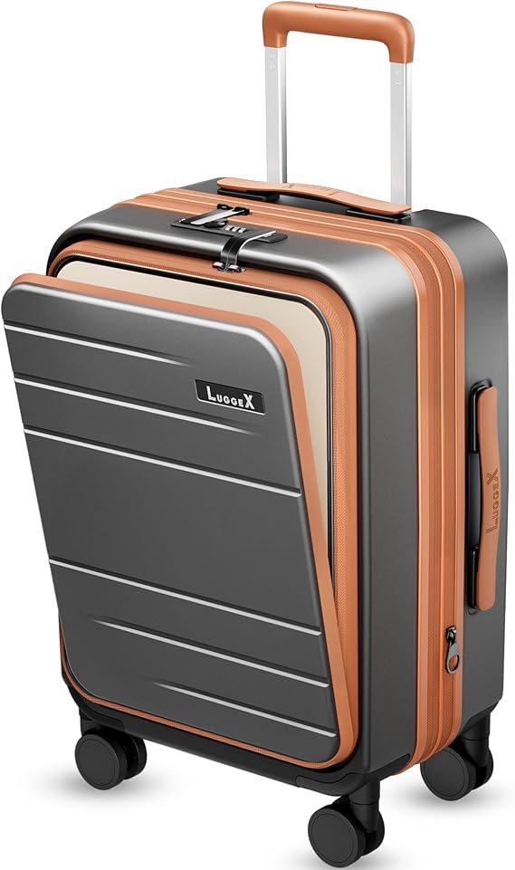 LUGGEX 28 Metallic Charcoal Expandable Spinner Suitcase