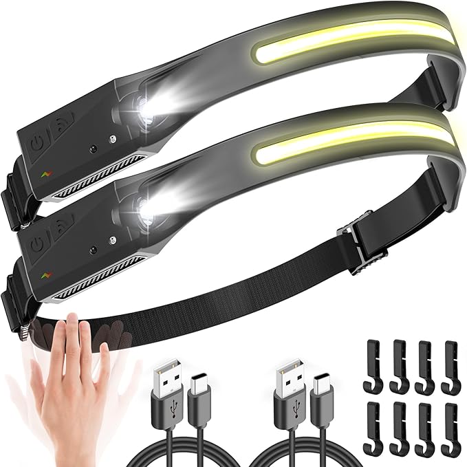 Super Bright 230 Rechargeable LED Headlamp with Motion Sensor