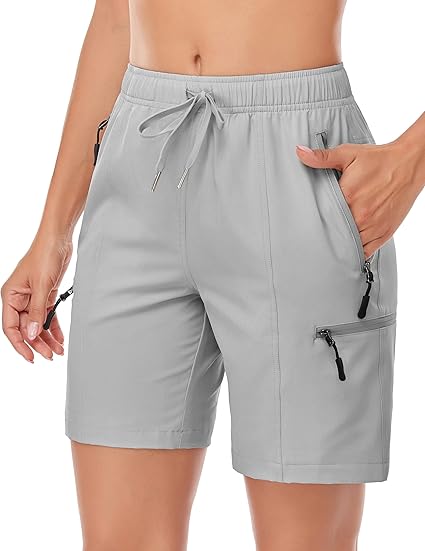 Womens 5 QuickDry Hiking Cargo Shorts with Zipper Pockets