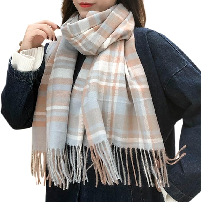 Cozy Plaid Blanket Scarf Oversized Winter Warm Wrap Gift