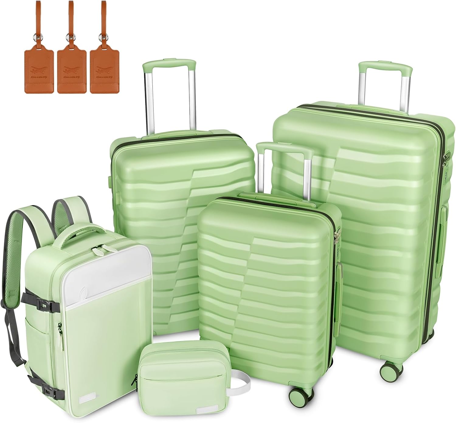 Lightweight Hardshell Spinner Luggage Set TSA Lock Avocado Green