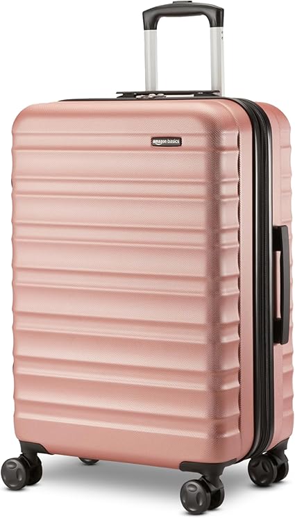 Amazon Basics Rose Gold Expandable Hardside CarryOn Luggage