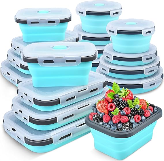 Collapsible Food Containers Set 4pk Vented Foldable Lunch Bowls