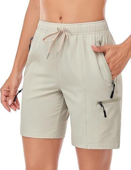 Womens 5 QuickDry Hiking Cargo Shorts with Zipper Pockets