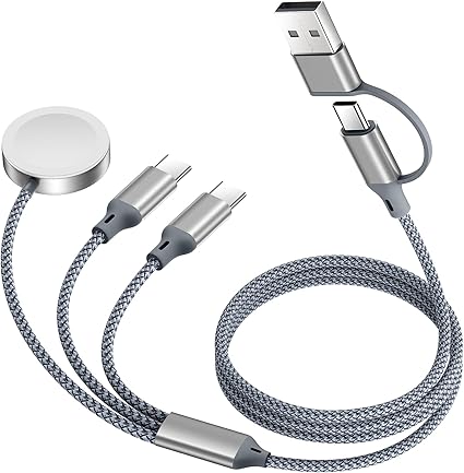 𝟐𝟎𝟐𝟓 𝐔𝐩𝐠𝐫𝐚𝐝𝐞𝐝 for Apple Watch Charger, [USB A/C Dual Port][Portable Travel Essentials]Compatible With iPhone 17/16/15, Magnetic Wireless Charging for iWatch Series Ultra 2/SE 2/10~1, [5FT]