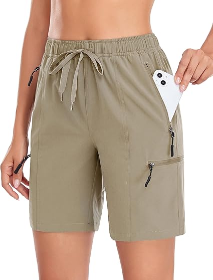 Womens 5 QuickDry Hiking Cargo Shorts with Zipper Pockets