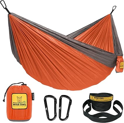 Wise Owl Outfitters Camping Hammock – 500lbs Portable Hammock with Tree Straps - Travel, Backpacking, Hiking, Outdoors Camping Gear - Single or Double