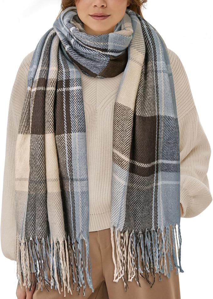 Cozy Plaid Blanket Scarf Oversized Winter Warm Wrap Gift