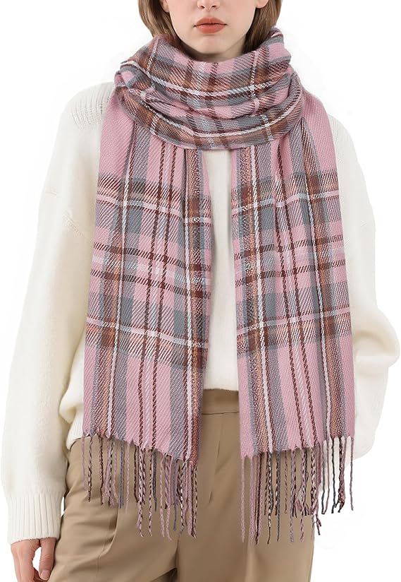 Cozy Plaid Blanket Scarf Oversized Winter Warm Wrap Gift