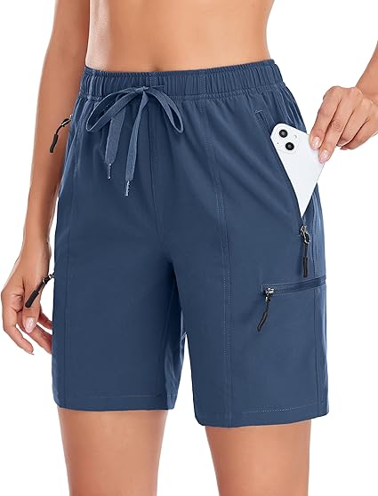 Womens 5 QuickDry Hiking Cargo Shorts with Zipper Pockets