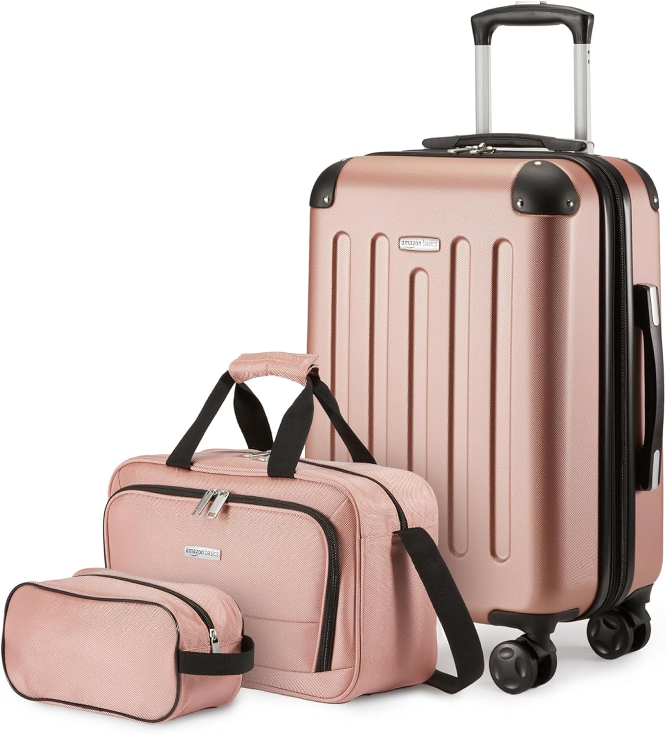 Amazon Basics Rose Gold 4Piece Spinner Luggage Set