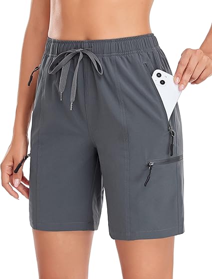 Womens 5 QuickDry Hiking Cargo Shorts with Zipper Pockets