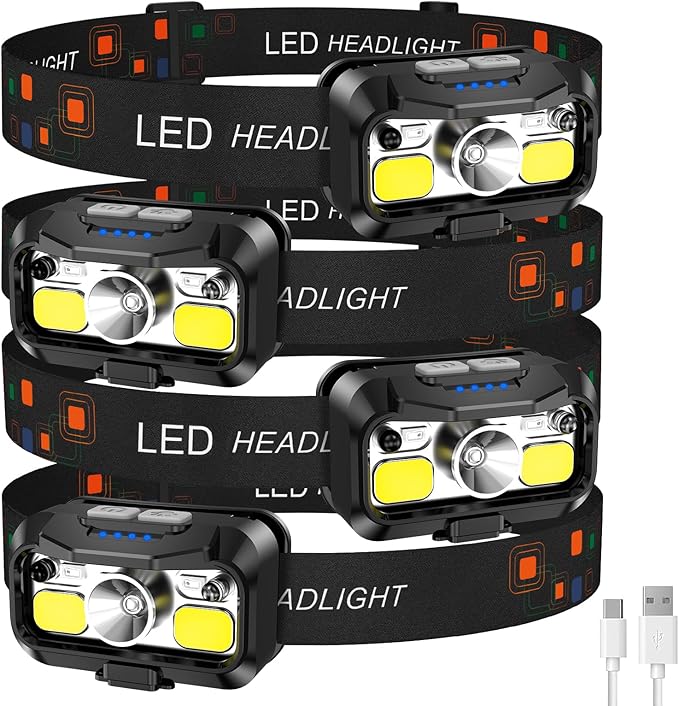 Super Bright Rechargeable Headlamp with Motion Sensor