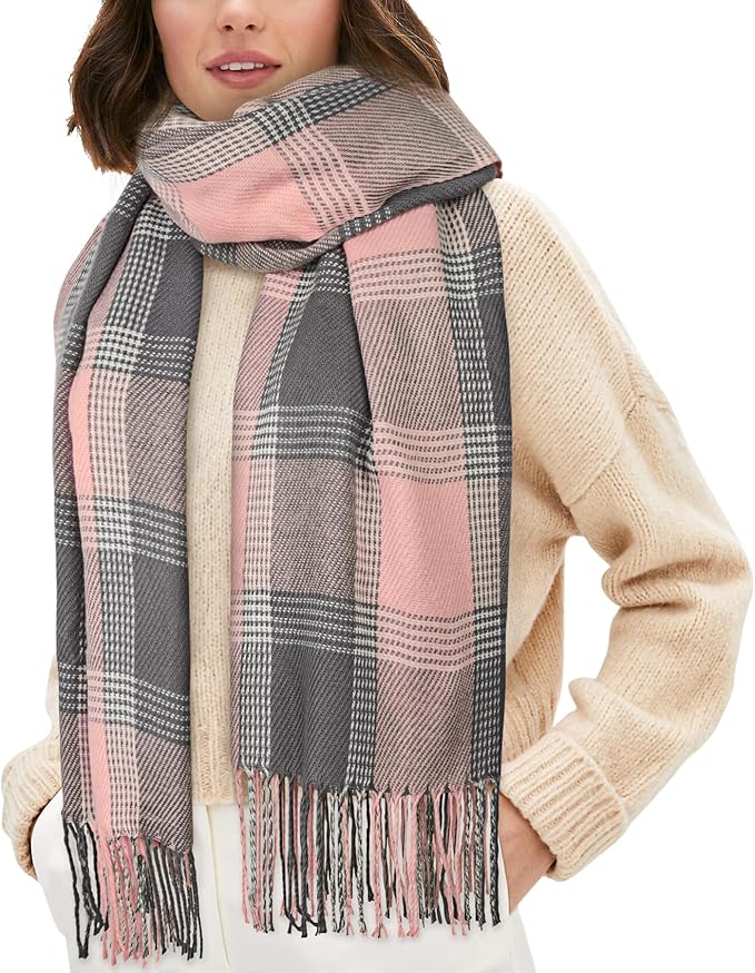 Cozy Plaid Blanket Scarf Oversized Winter Warm Wrap Gift