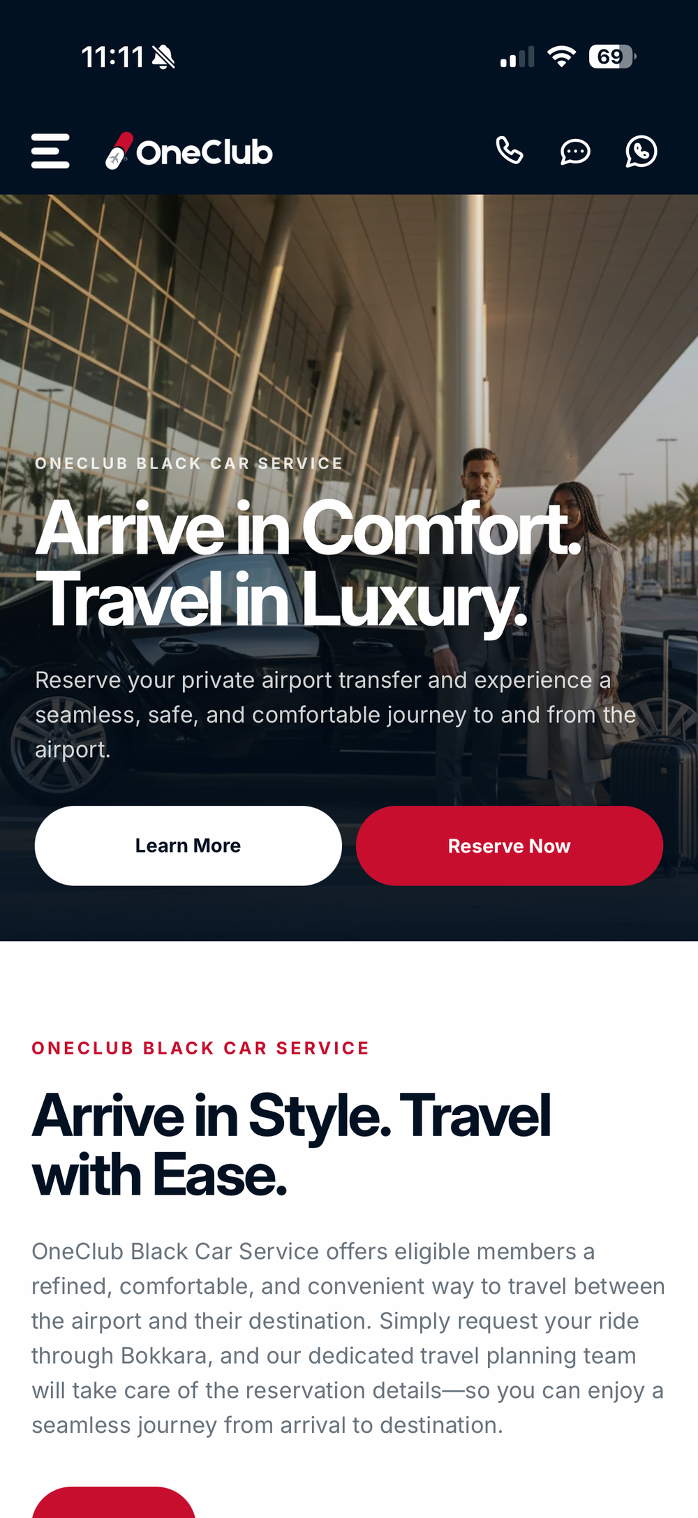 Bokkara black car service app screen